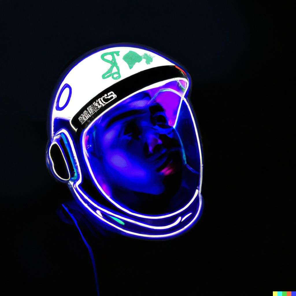 an astronaut, neon art